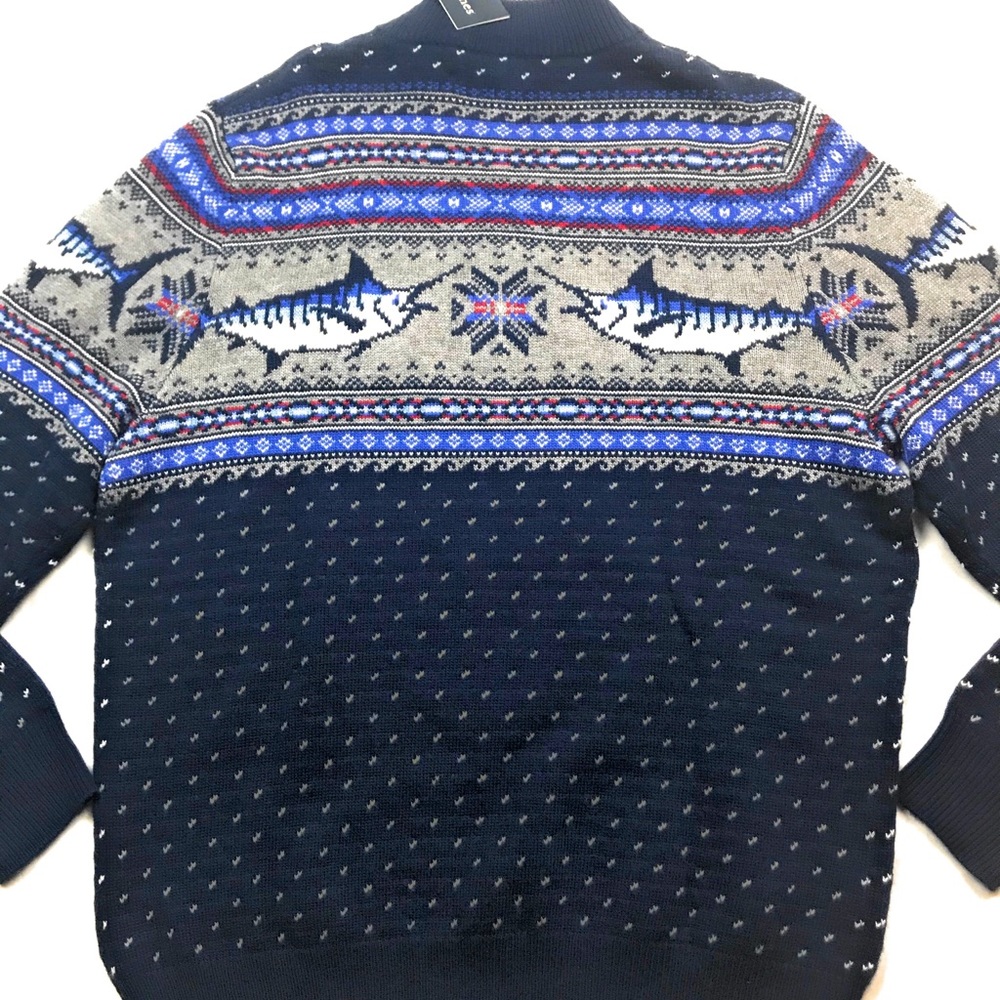 Vineyard Vines Zip Wool Blend Marlins Knit Sweater - Picture 8 of 8
